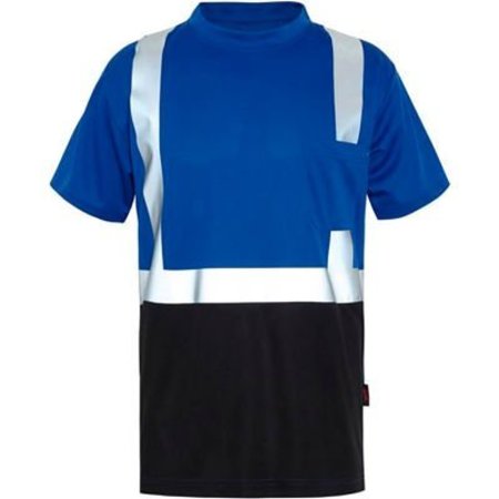 GSS SAFETY GSS Safety NON-ANSI Multi Color Short Sleeve Safety T-shirt with Black Bottom-Blue-2XL 5123-2XL